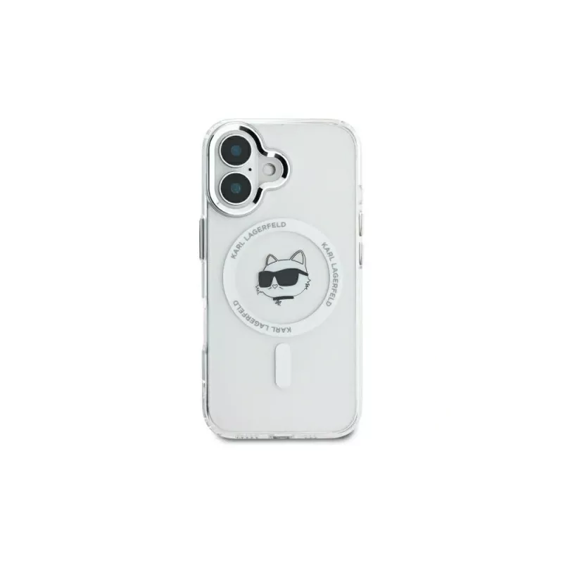 Karl Lagerfeld KLHMP16MHLSCHH Funda rígida IML Metal Choupette Head MagSafe para iPhone 16 Plus 6.7 blanca