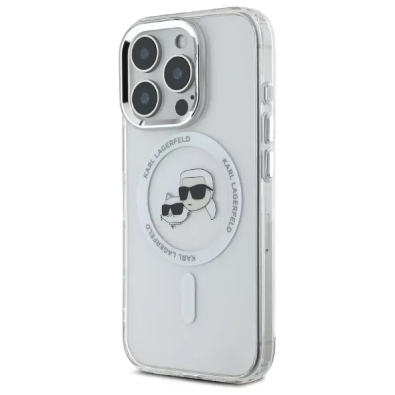 Karl Lagerfeld KLHMP16XHLSKCH Funda rígida IML Metal Karl & Choupette Head MagSafe para Apple iPhone 16 Pro Max 6,9