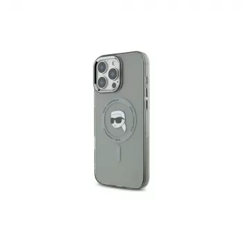 Karl Lagerfeld KLHMP16XHLSKIK Funda rígida iPhone 16 Pro Max 6.9 negra IML Metal Karl Head MagSafe
