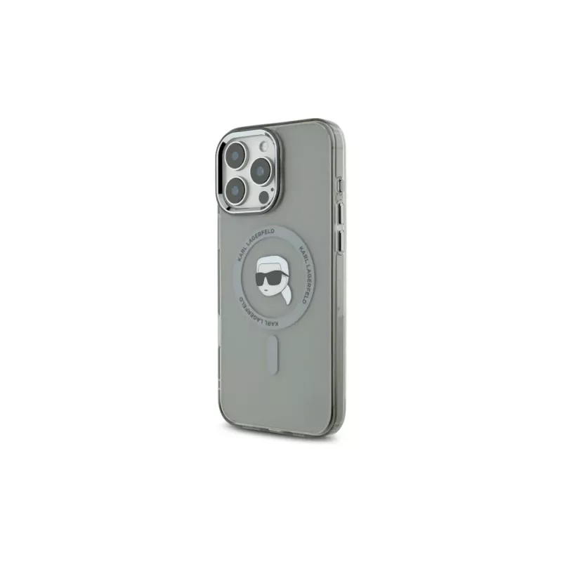 Karl Lagerfeld KLHMP16XHLSKIK Funda rígida iPhone 16 Pro Max 6.9 negra IML Metal Karl Head MagSafe