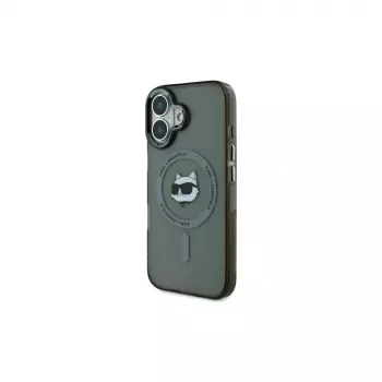 Karl Lagerfeld KLHMP16SHLSCHK Funda rígida iPhone 16 6.1 negra IML Metal Choupette Head MagSafe