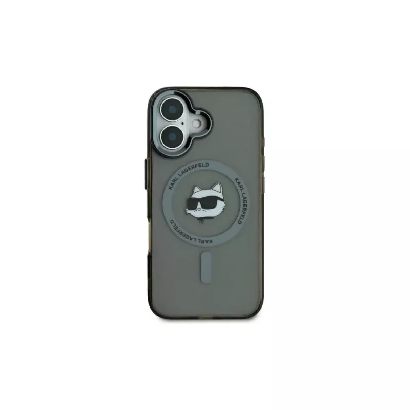 Karl Lagerfeld KLHMP16SHLSCHK Funda rígida iPhone 16 6.1 negra IML Metal Choupette Head MagSafe