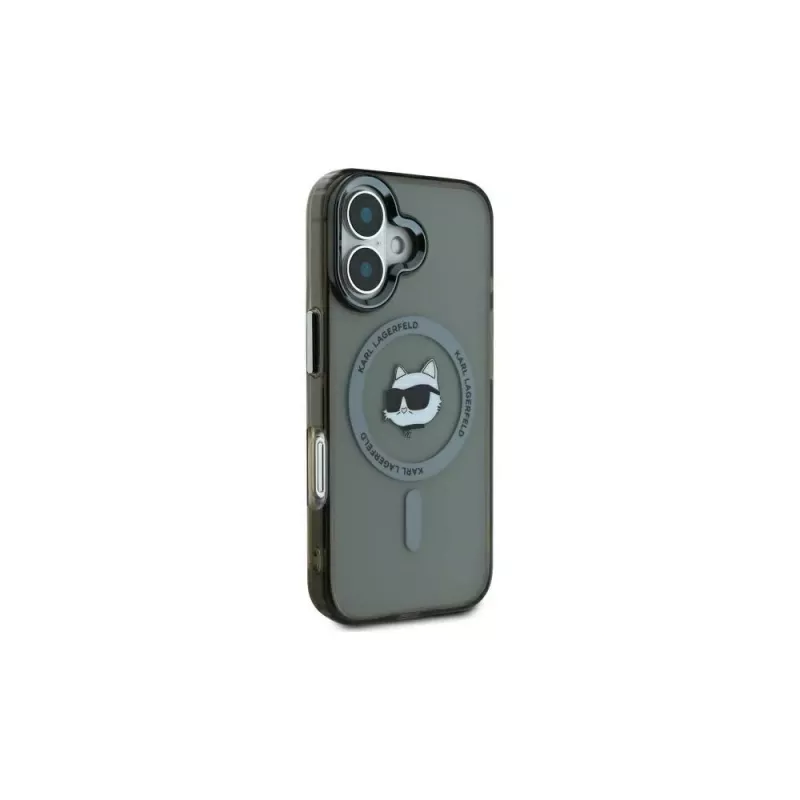 Karl Lagerfeld KLHMP16SHLSCHK Funda rígida iPhone 16 6.1 negra IML Metal Choupette Head MagSafe