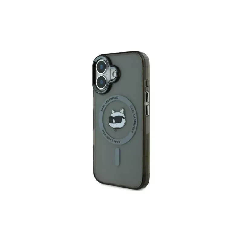 Karl Lagerfeld KLHMP16MHLSCHK Funda rígida iPhone Plus 6,7 negra IML Metal Choupette Head MagSafe