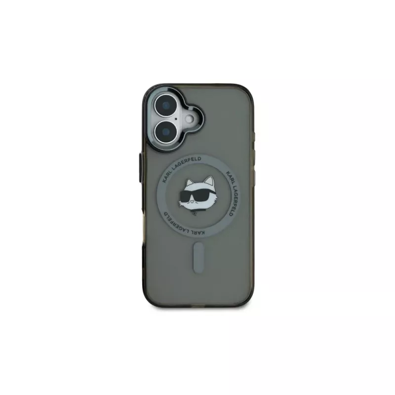 Karl Lagerfeld KLHMP16MHLSCHK Funda rígida iPhone Plus 6,7 negra IML Metal Choupette Head MagSafe