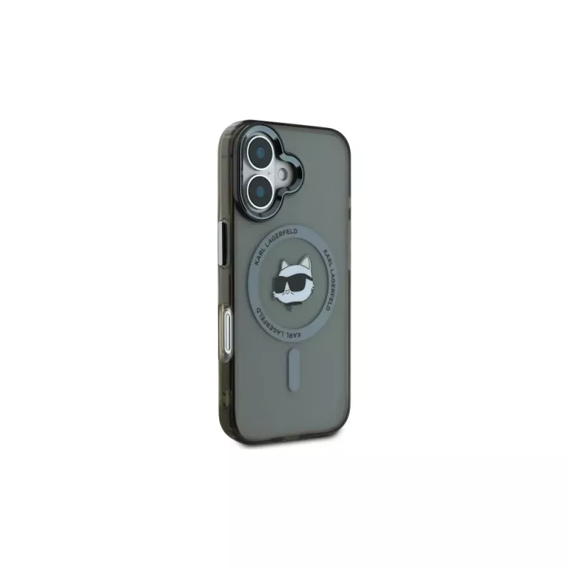 Karl Lagerfeld KLHMP16MHLSCHK Funda rígida iPhone Plus 6,7 negra IML Metal Choupette Head MagSafe