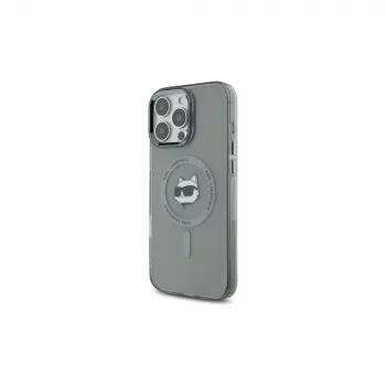 Karl Lagerfeld KLHMP16LHLSCHK Funda rígida iPhone 16 Pro 6,3 negra IML Metal Choupette Head MagSafe
