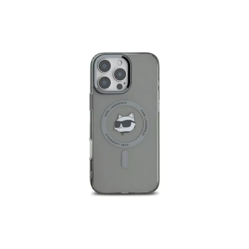 Karl Lagerfeld KLHMP16LHLSCHK Funda rígida iPhone 16 Pro 6,3 negra IML Metal Choupette Head MagSafe