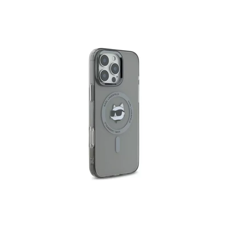 Karl Lagerfeld KLHMP16LHLSCHK Funda rígida iPhone 16 Pro 6,3 negra IML Metal Choupette Head MagSafe