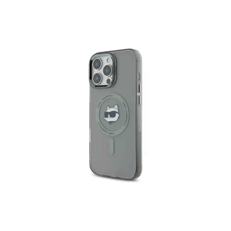 Karl Lagerfeld KLHMP16XHLSCHK Funda rígida para iPhone 16 Pro Max 6,9 inch negra IML Metal Choupette Head MagSafe