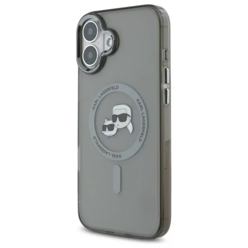 Karl Lagerfeld KLHMP16MHLSKCK funda rígida IML Metal Karl & Choupette Head MagSafe para Apple iPhone 16 Plus de 6,7 pulgadas, negra