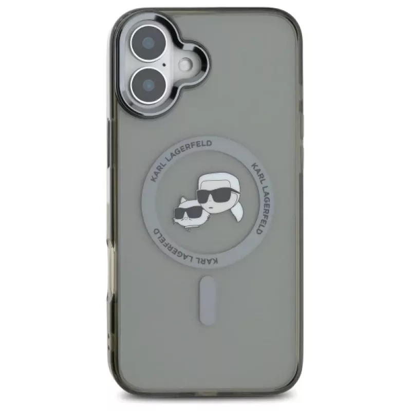 Karl Lagerfeld KLHMP16MHLSKCK funda rígida IML Metal Karl & Choupette Head MagSafe para Apple iPhone 16 Plus de 6,7 pulgadas, negra