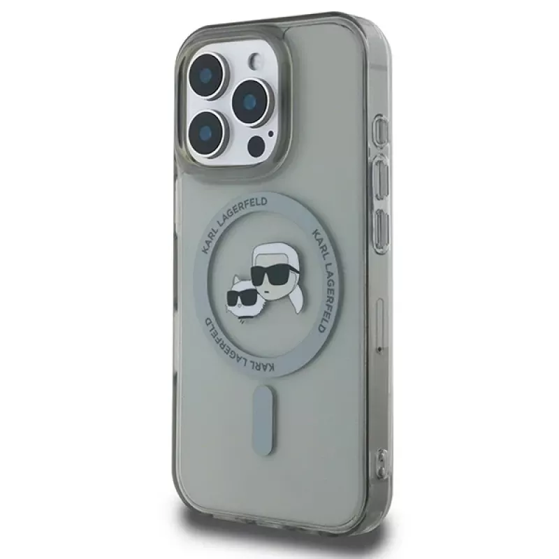 Karl Lagerfeld KLHMP16XHLSKCK funda rígida IML Metal Karl & Choupette Head MagSafe para Apple iPhone 16 Pro Max de 6,9 pulgadas, negra