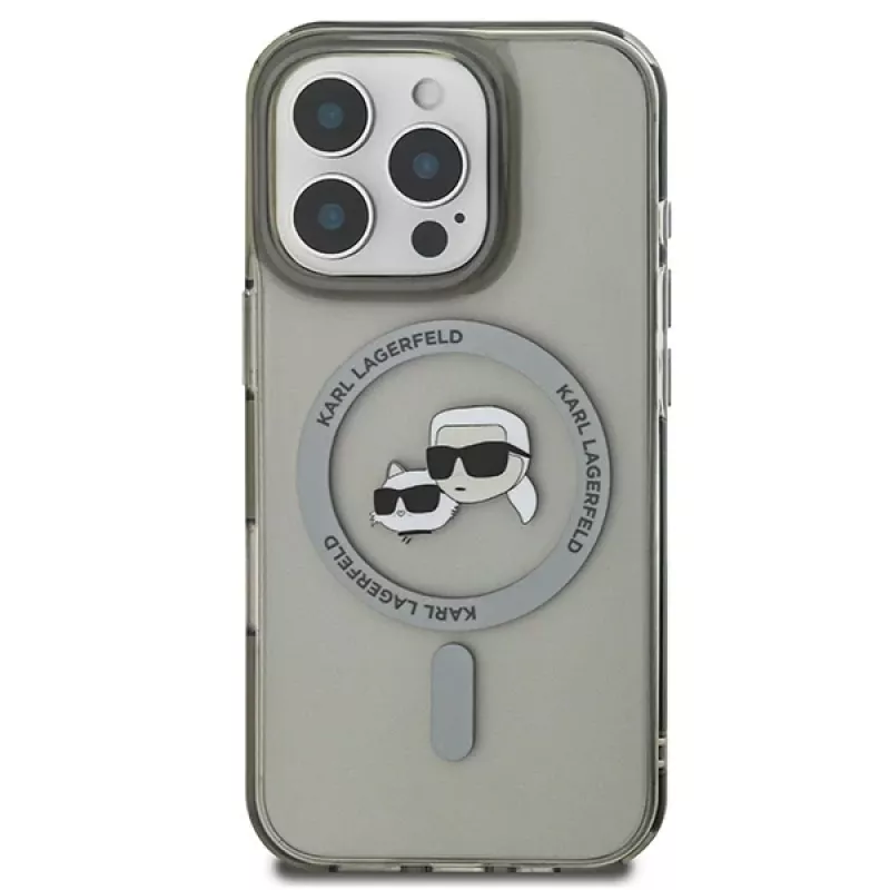 Karl Lagerfeld KLHMP16XHLSKCK funda rígida IML Metal Karl & Choupette Head MagSafe para Apple iPhone 16 Pro Max de 6,9 pulgadas, negra