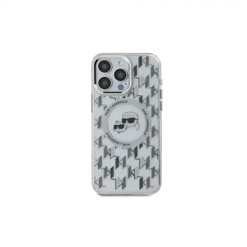 Karl Lagerfeld KLHMP16SHMCKMHT Funda iPhone 16 transparente IML Monogram Karl & Choupette Head MagSafe