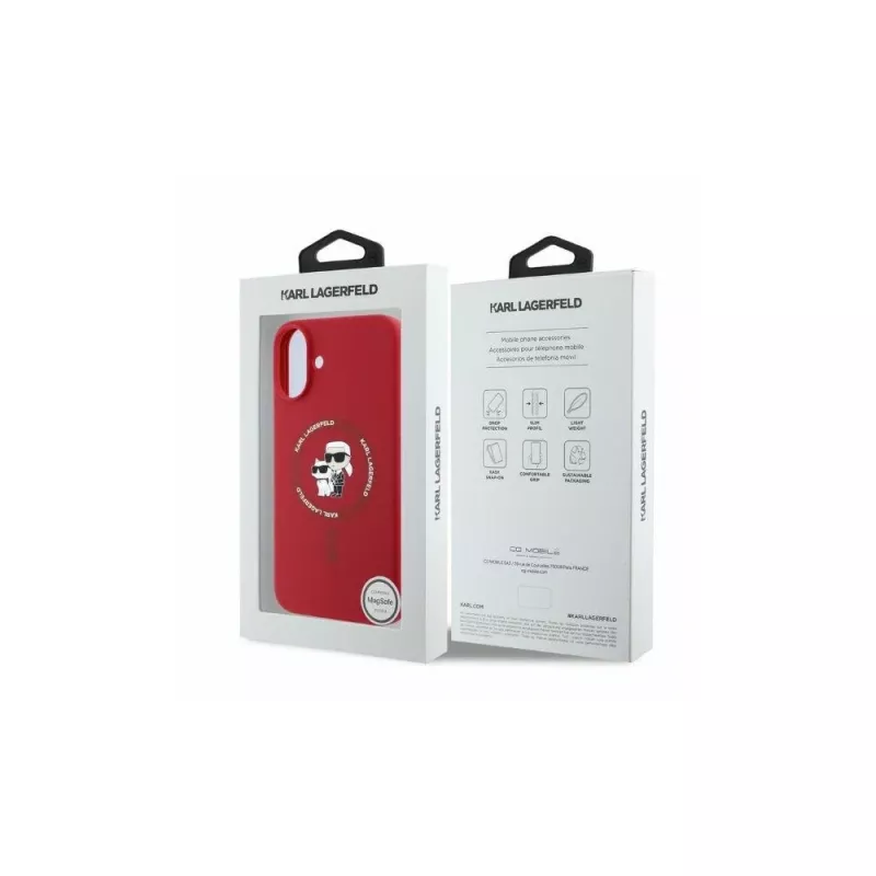 Karl Lagerfeld KLHMP16SSCMKCRHR Funda de silicona roja para iPhone 16 6,1