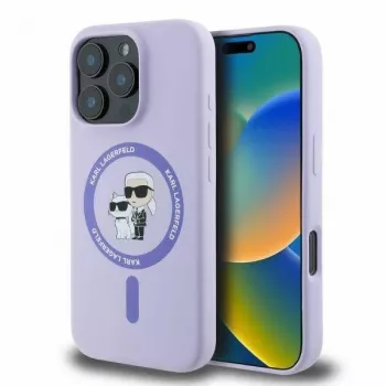Karl Lagerfeld KLHMP16LSCMKCRHU Funda rígida de silicona lila para iPhone 16 Pro 6,3