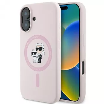 Karl Lagerfeld KLHMP16SSCMKCRHP Funda rígida de silicona MagSafe para Apple iPhone 16 6,1