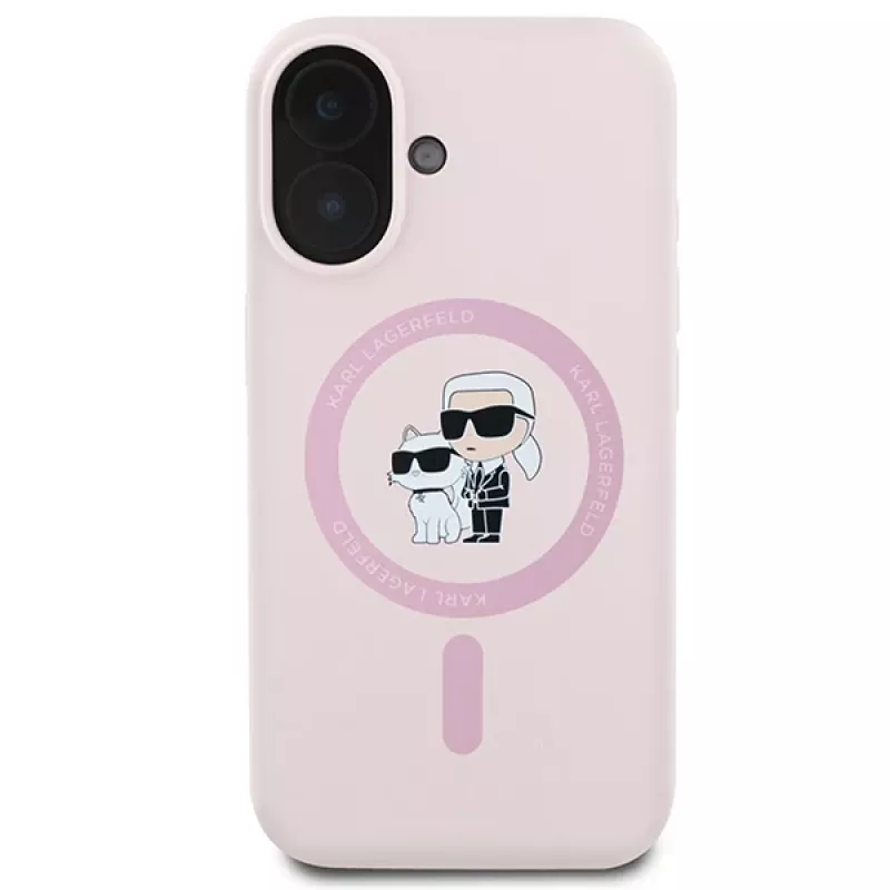 Karl Lagerfeld KLHMP16SSCMKCRHP Funda rígida de silicona MagSafe para Apple iPhone 16 6,1