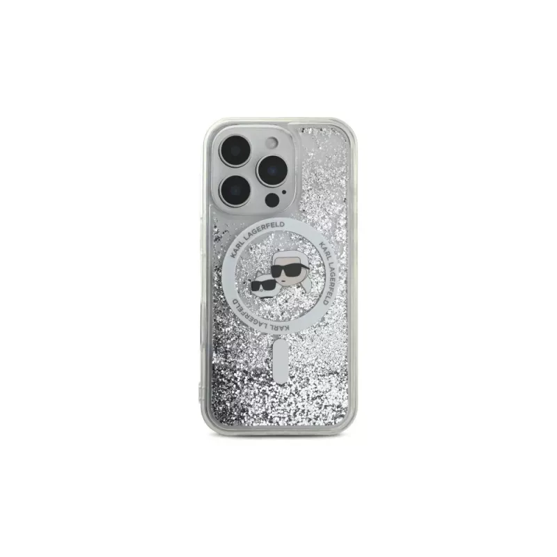 Karl Lagerfeld Funda MagSafe Liquid Glitter Karl & Choupette Head para Apple iPhone 16 Pro