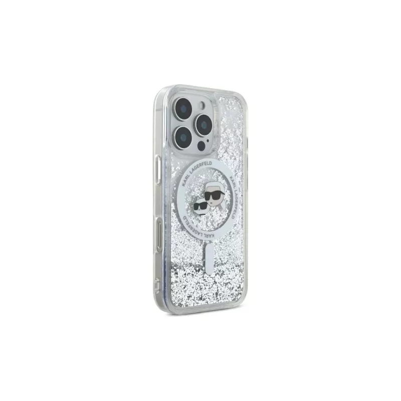 Karl Lagerfeld Funda MagSafe Liquid Glitter Karl & Choupette Head para Apple iPhone 16 Pro