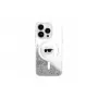 Karl Lagerfeld Funda MagSafe Liquid Glitter Karl Head para iPhone 16 Pro transparente