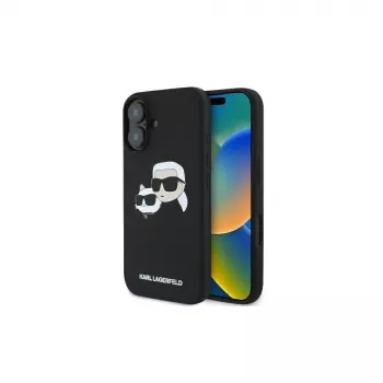 Karl Lagerfeld KLHMP16SSKCHPPLK Funda rígida de silicona negra para iPhone 16 6.1
