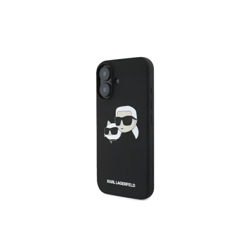 Karl Lagerfeld KLHMP16SSKCHPPLK Funda rígida de silicona negra para iPhone 16 6.1