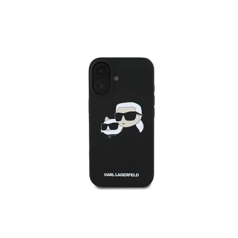 Karl Lagerfeld KLHMP16SSKCHPPLK Funda rígida de silicona negra para iPhone 16 6.1