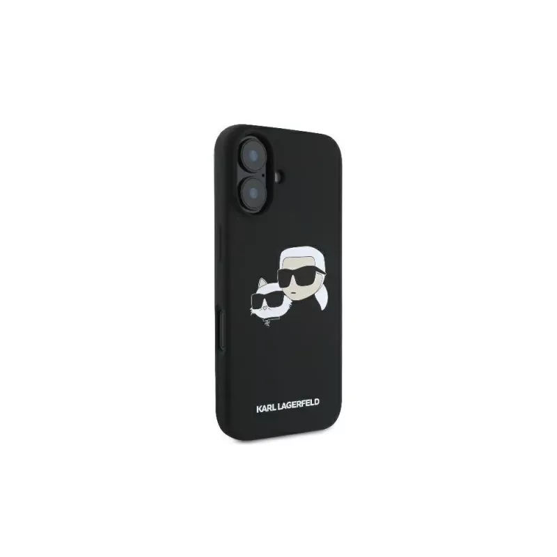 Karl Lagerfeld KLHMP16SSKCHPPLK Funda rígida de silicona negra para iPhone 16 6.1