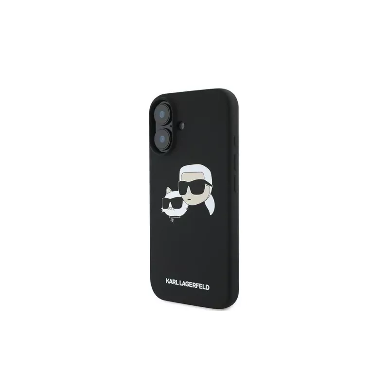 Karl Lagerfeld Funda rígida de silicona negra para iPhone 16 Plus 6,7