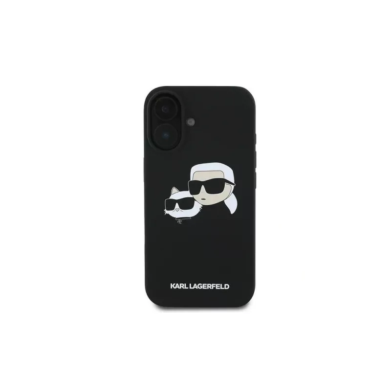 Karl Lagerfeld Funda rígida de silicona negra para iPhone 16 Plus 6,7
