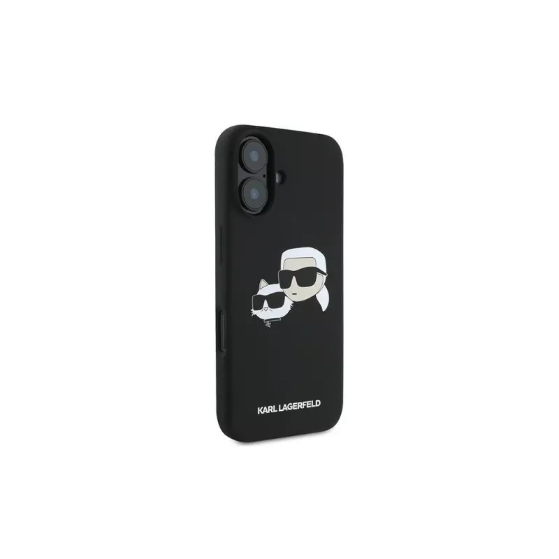 Karl Lagerfeld Funda rígida de silicona negra para iPhone 16 Plus 6,7