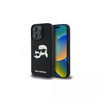 Karl Lagerfeld KLHMP16XSKCHPPLK Funda rígida de silicona negra para iPhone 16 Pro Max 6,9