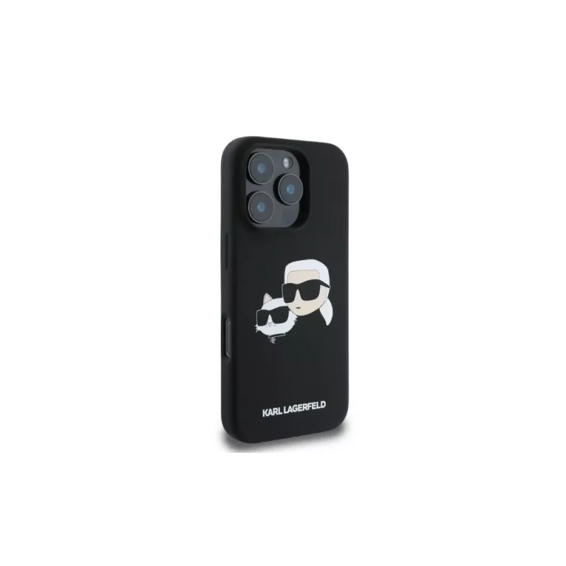 Karl Lagerfeld KLHMP16XSKCHPPLK Funda rígida de silicona negra para iPhone 16 Pro Max 6,9