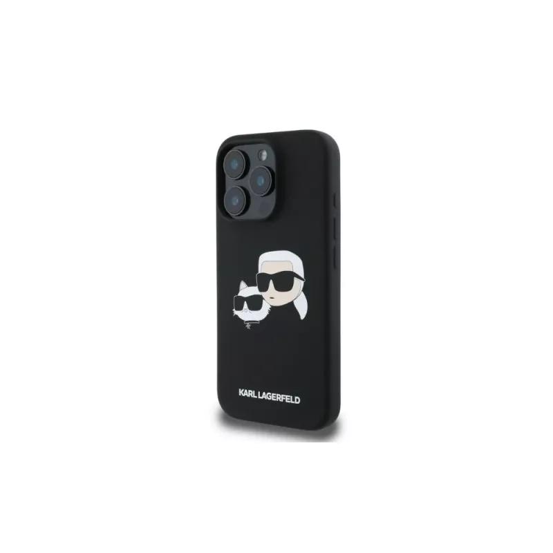 Karl Lagerfeld KLHMP16XSKCHPPLK Funda rígida de silicona negra para iPhone 16 Pro Max 6,9