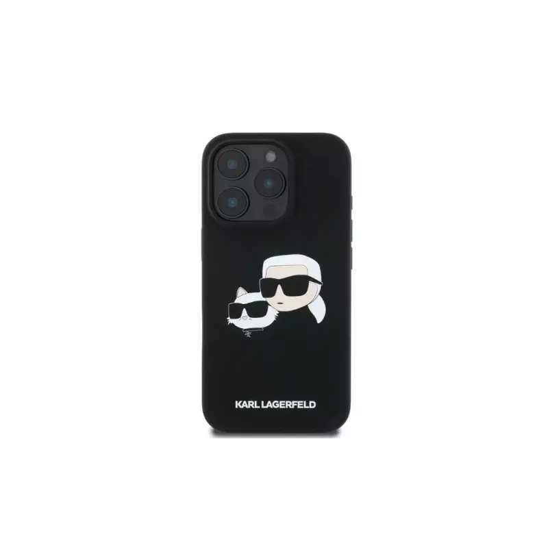 Karl Lagerfeld KLHMP16XSKCHPPLK Funda rígida de silicona negra para iPhone 16 Pro Max 6,9