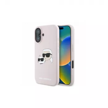 Karl Lagerfeld KLHMP16SSKCHPPLP Funda rígida de silicona rosa para iPhone 16 6,1