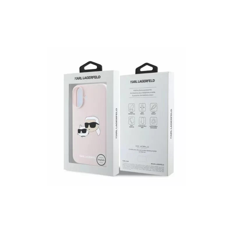 Karl Lagerfeld KLHMP16SSKCHPPLP Funda rígida de silicona rosa para iPhone 16 6,1