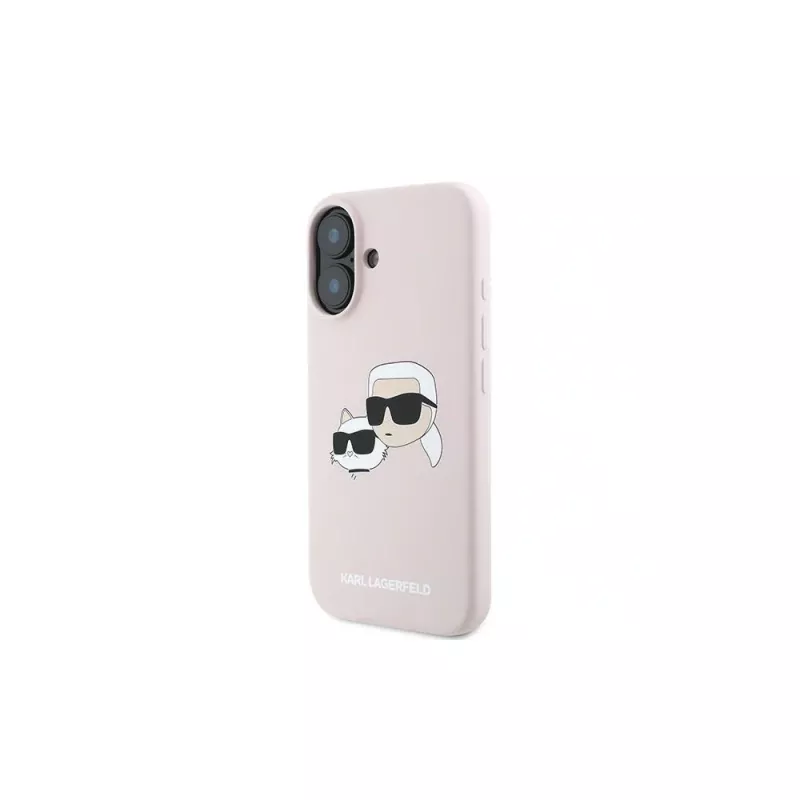 Karl Lagerfeld KLHMP16MSKCHPPLP Funda rígida de silicona rosa para iPhone 16 Plus 6,7