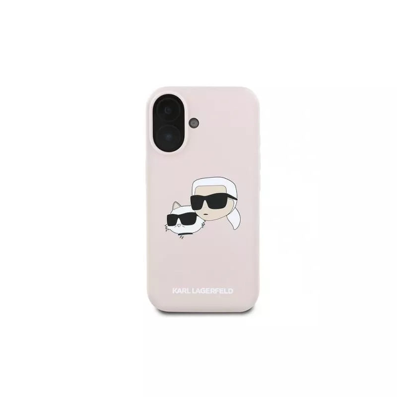 Karl Lagerfeld KLHMP16MSKCHPPLP Funda rígida de silicona rosa para iPhone 16 Plus 6,7