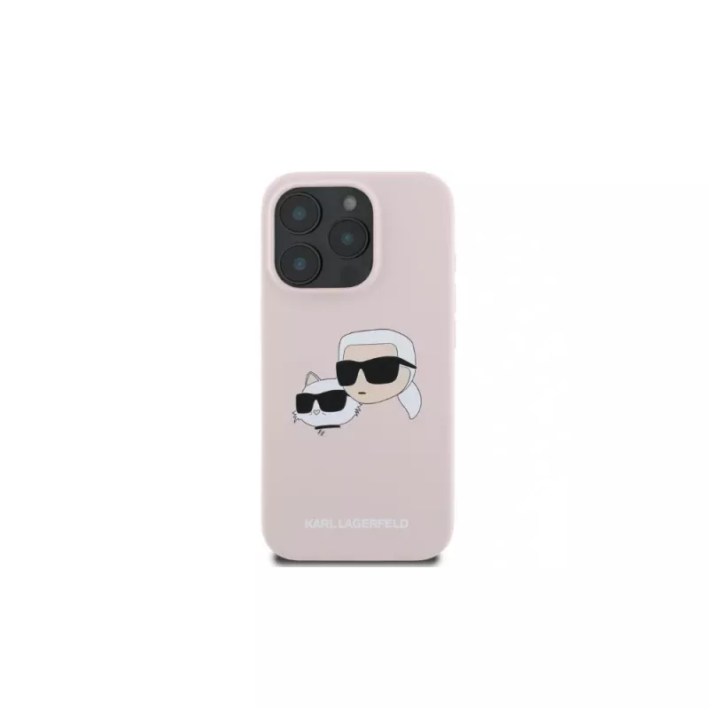 Karl Lagerfeld KLHMP16LSKCHPPLP Funda rígida de silicona rosa para iPhone 16 Pro 6,3