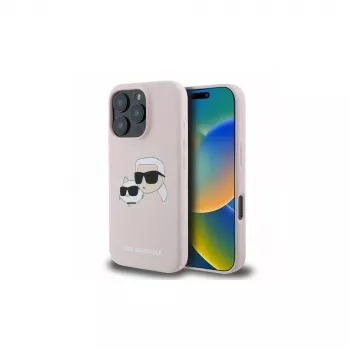 Karl Lagerfeld KLHMP16XSKCHPPLP Funda rígida de silicona rosa para iPhone 16 Pro Max 6,9