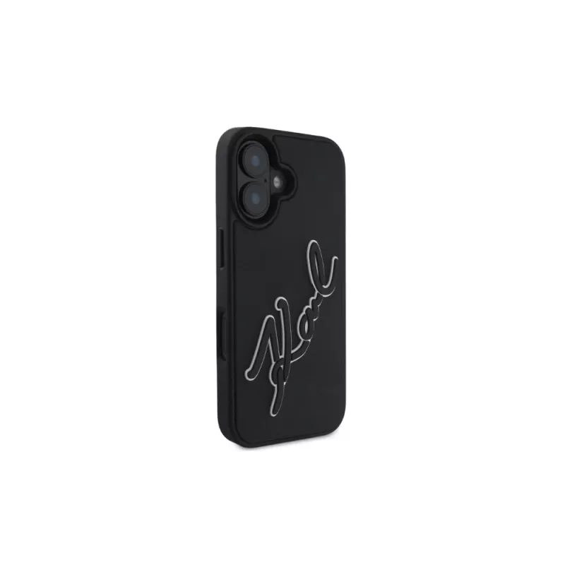 Karl Lagerfeld Funda 3D Rubber Bicolor Signature para iPhone 16 (negra)