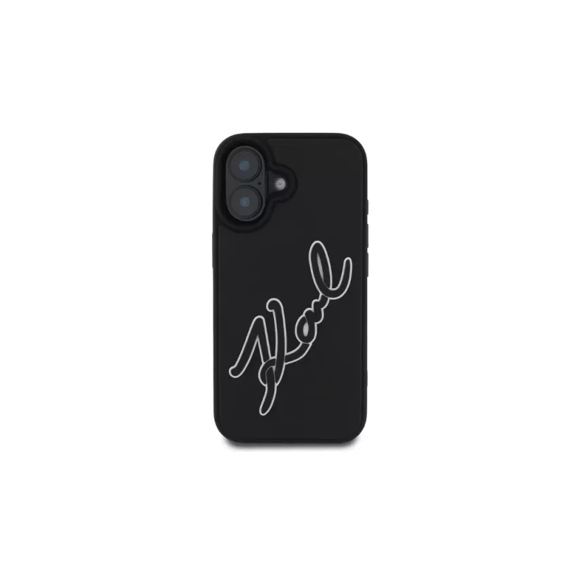 Karl Lagerfeld Funda 3D Rubber Bicolor Signature para iPhone 16 (negra)