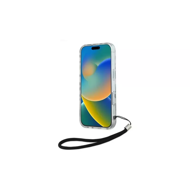 Karl Lagerfeld Funda trasera IML Zebra Pattern & Cord para Apple iPhone 16 - negra