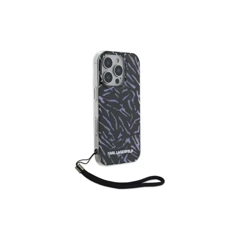 Karl Lagerfeld Funda Zebra With Cord para iPhone 16 Pro, lila