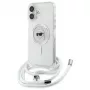 Karl Lagerfeld KLHMP16SHCKHNT Funda rígida transparente para iPhone 16 Crossbody IML Karl Head MagSafe