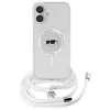 Karl Lagerfeld KLHMP16SHCKHNT Funda rígida transparente para iPhone 16 Crossbody IML Karl Head MagSafe