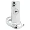 Karl Lagerfeld KLHMP16SHCKHNT Funda rígida transparente para iPhone 16 Crossbody IML Karl Head MagSafe